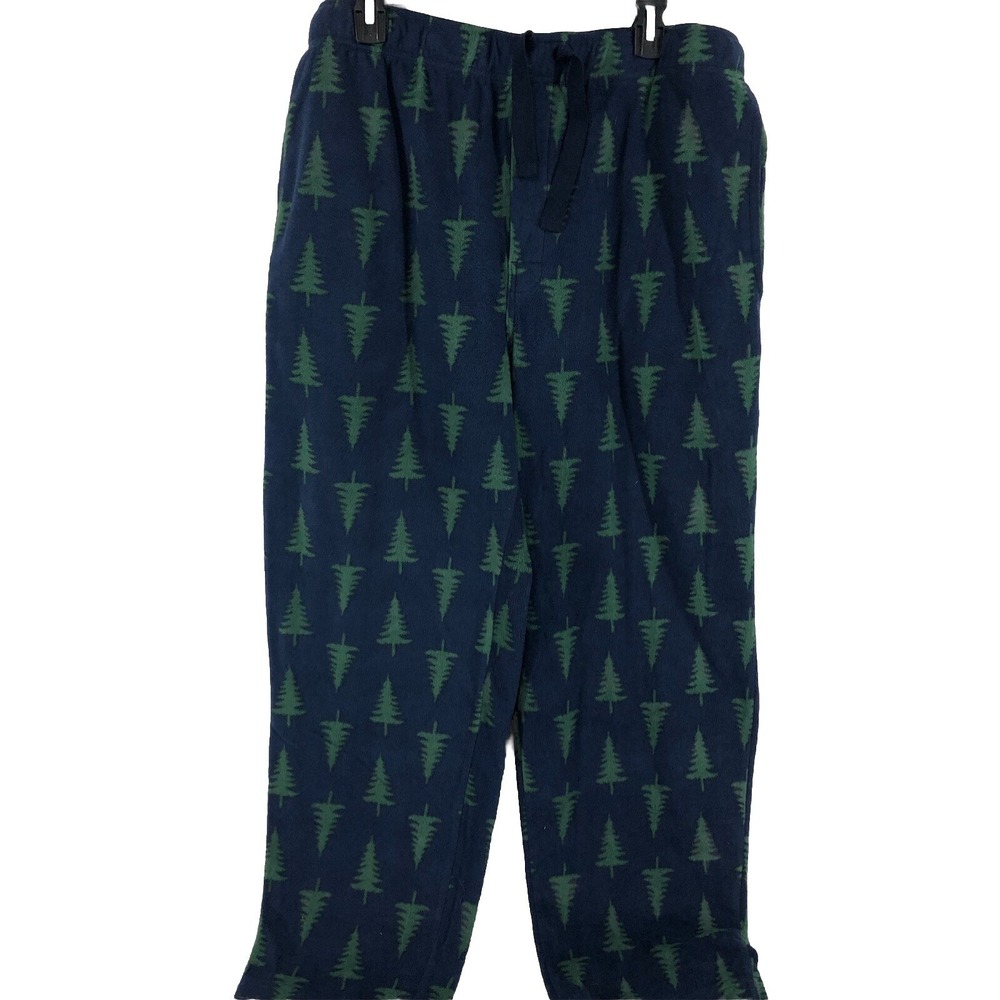 Berkley Jensen pajama pants men's XL blue green fleece Christmas Trees Pine